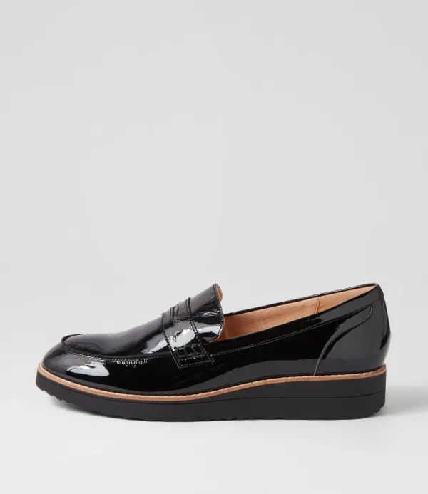 Women TOP END Oley Black Patent Leather Loafers
