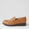 Women TOP END Oley Dark Tan Choc Leather Loafers