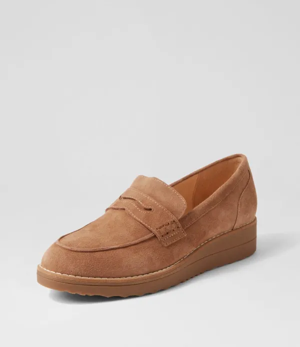 Women TOP END Oley Light Choc Suede Loafers