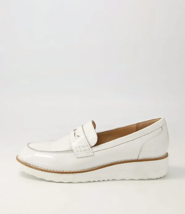 Women TOP END Oley White Patent Leather Flat Shoes
