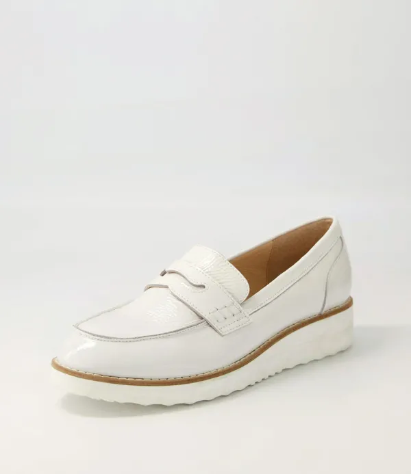 Women TOP END Oley White Patent Leather Flat Shoes