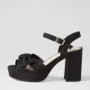 Women DJANGO & JULIETTE Omee Black Shine Fabric Sandals