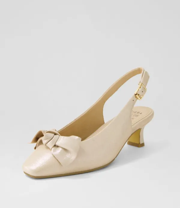 Women ZIERA Ondo Xw Nude Shimmer Leather Heels