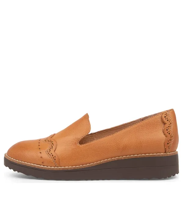 Women TOP END Orchidy Dark Tan Leather Loafers Cs