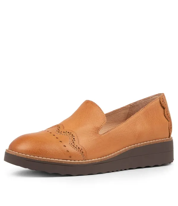 Women TOP END Orchidy Dark Tan Leather Loafers Cs