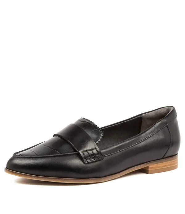 Women ZIERA Oreta Xw Blk Slt Lth Croc