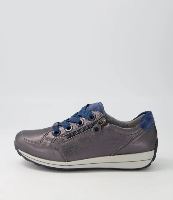 Women ARA Osaka 87 Anthrazit Indigo Leather Suede Sneakers