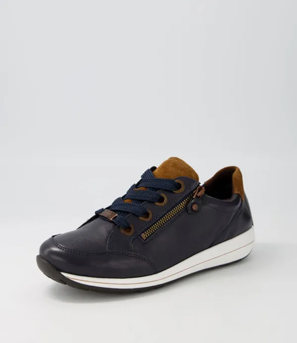 Women ARA Osaka 87 Blau Nuss Leather Suede Sneakers