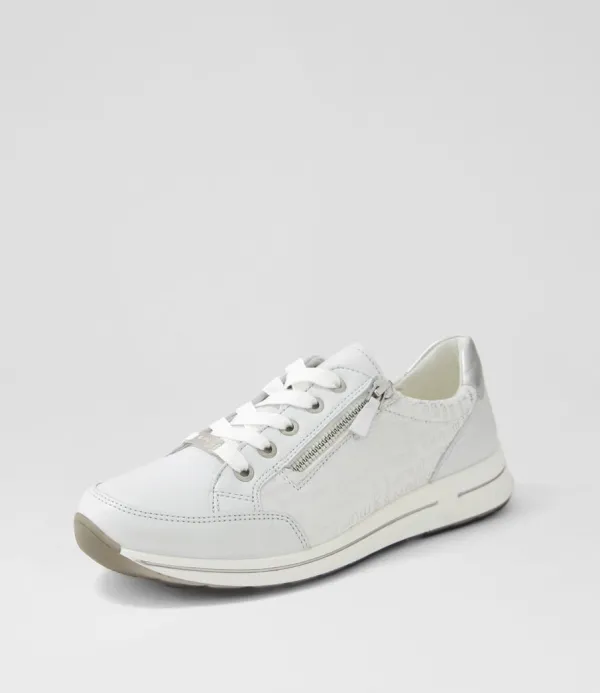 Women ARA Osaka 1 Misty Grey Silver Leather Sneakers