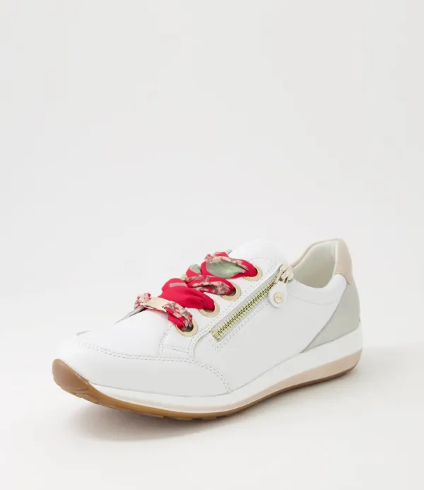 Women ARA Osaka 87 Weiss Light Gold Leather Sneakers