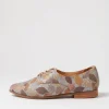 Women ZIERA Oscar Xf Tan Leaf Multi Leather Lace Up Flats
