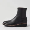 Women TOP END Oseda Black Leather Ankle Boots