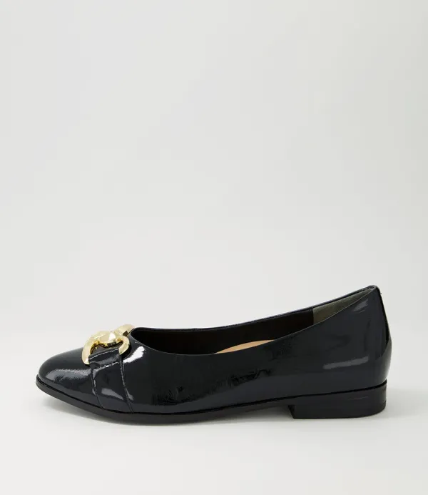 Women ZIERA Ossa Xf Black Patent Leather Ballet Flats