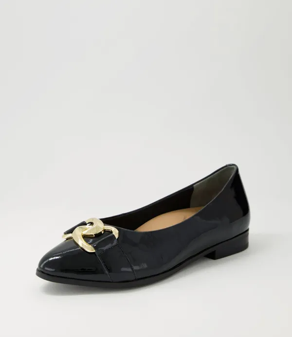 Women ZIERA Ossa Xf Black Patent Leather Ballet Flats