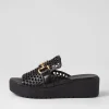 Women DJANGO & JULIETTE Osteno Black Leather Slides