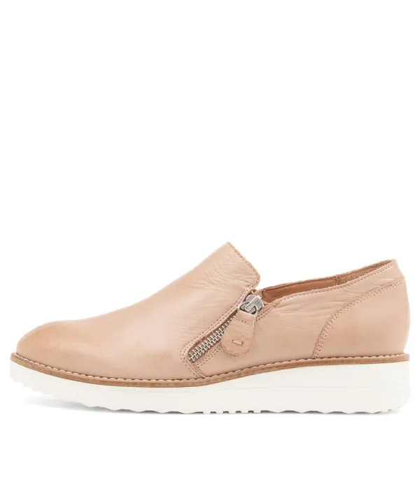 Women TOP END Otilia Cafe Leather Flat Shoes Ws