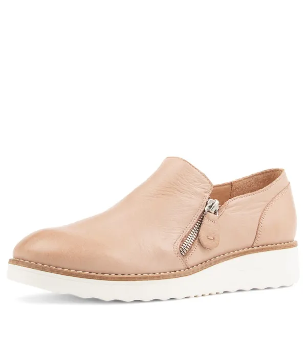 Women TOP END Otilia Cafe Leather Flat Shoes Ws