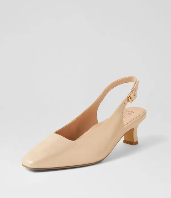 Women ZIERA Oviedos Xw Gold Shimmer Leather Heels