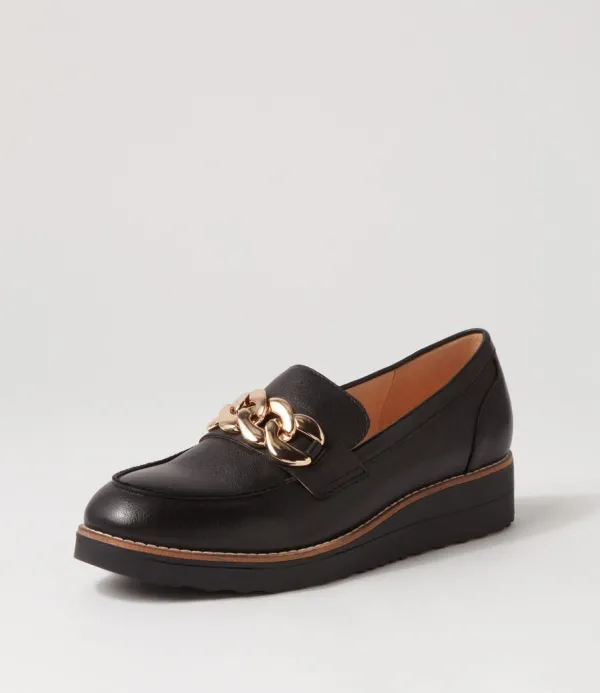 Women TOP END Ozama Black Leather Loafers