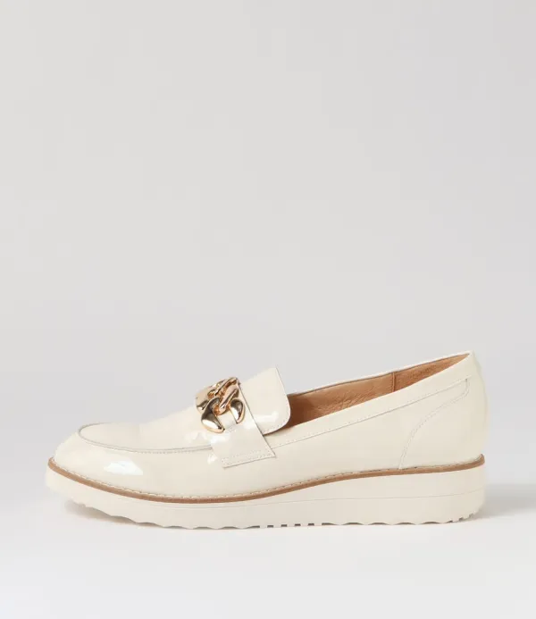 Women TOP END Ozama Ivory Patent Leather Loafers