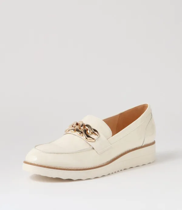 Women TOP END Ozama Ivory Patent Leather Loafers