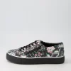 Women ZIERA Pamela Xf Black Floral Leather Sneakers