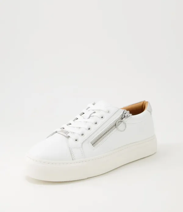 Women ZIERA Pamela Xf White Silver Leather Sneakers
