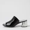 Women DJANGO & JULIETTE Pansie Black Patent Leather Mules