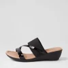 Women SUPERSOFT Paralee Black Patent Elastic Slides