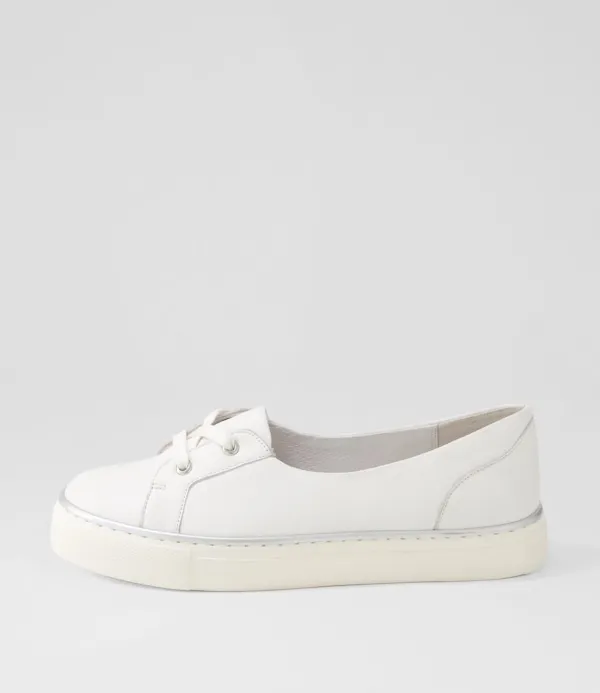 Women ZIERA Patrese Xf White Leather Flat Shoes