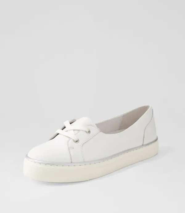 Women ZIERA Patrese Xf White Leather Flat Shoes