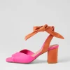 Women DJANGO & JULIETTE Pavoom Hot Pink Bright Orange Leather Sandals