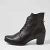 Women GABOR Petunia Schwarz Leather Lace Up Boots