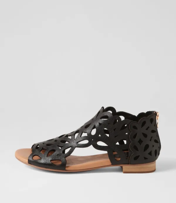 Women DJANGO & JULIETTE Pietro Black Leather Sandals