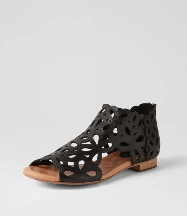 Women DJANGO & JULIETTE Pietro Black Leather Sandals
