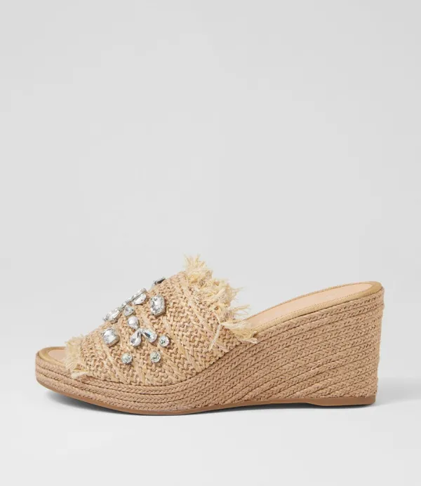 Women DJANGO & JULIETTE Pitchy Coffee Synthetic Raffia Espadrilles