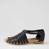 Women DJANGO & JULIETTE Pleva Black Leather Sandals