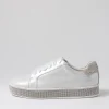 Women TOP END Pluma White Shimmer Silver Leather Jewels Sneakers