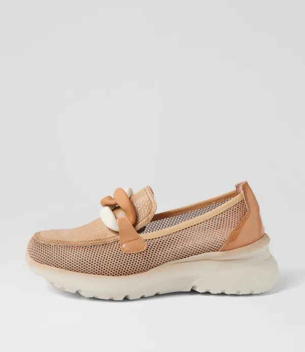 Women HISPANITAS Polinesia 13 Desert Mesh Leather Loafers