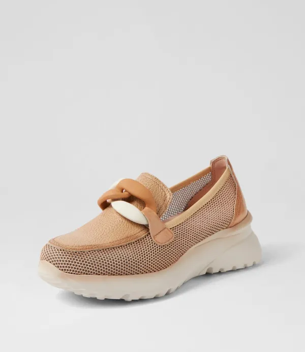 Women HISPANITAS Polinesia 13 Desert Mesh Leather Loafers