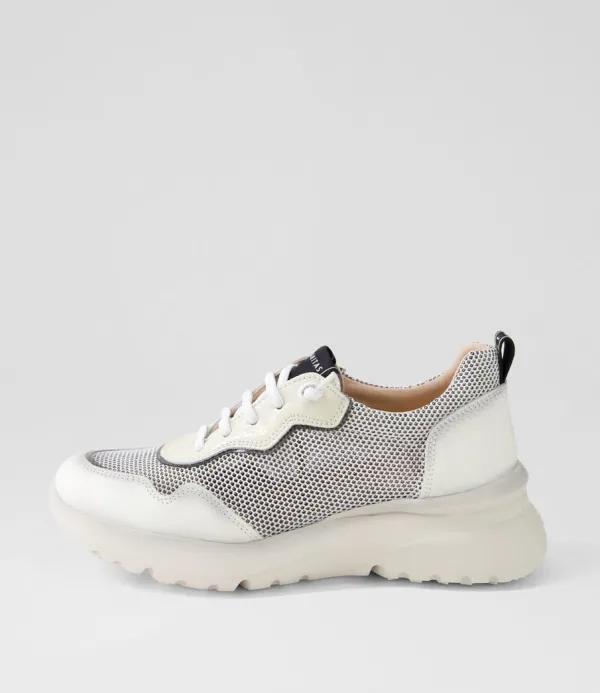 Women HISPANITAS Polinesia 94 Panna White Mesh Leather Sneakers