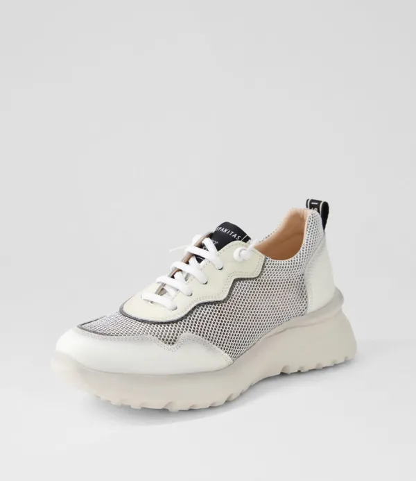 Women HISPANITAS Polinesia 94 Panna White Mesh Leather Sneakers