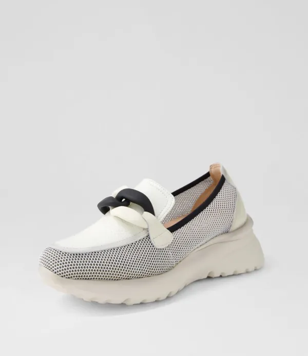 Women HISPANITAS Polinesia 13 White Panna Mesh Leather Loafers