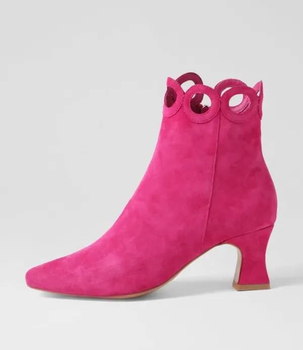 Women DJANGO & JULIETTE Primson Fuchsia Suede Ankle Boots
