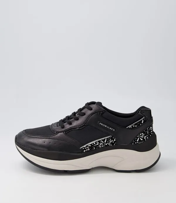 Women ROCKPORT Pro Black Leather Textile Sneakers