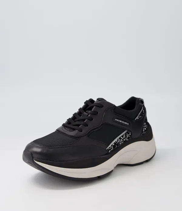 Women ROCKPORT Pro Black Leather Textile Sneakers