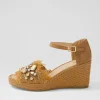 Women DJANGO & JULIETTE Purley Tan Synthetic Raffia Leather Sandals