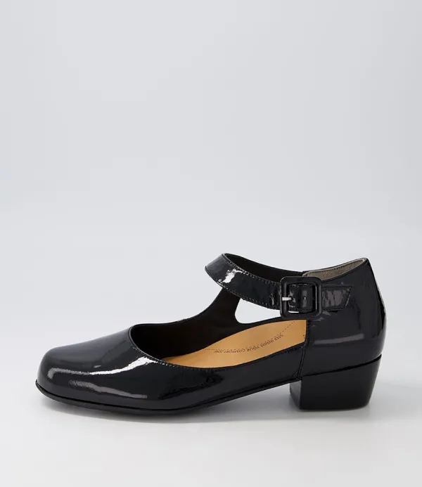 Women ZIERA Qango Xw Black Patent Leather Flat Shoes