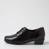 Women ZIERA Qessol Xw Black Leather Lace Up Heels