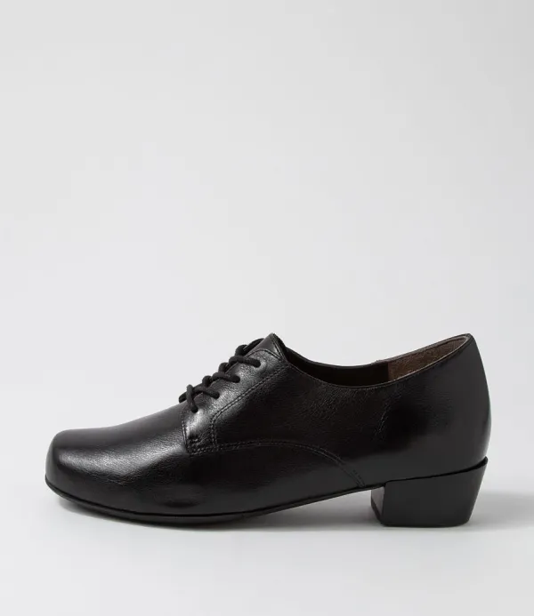 Women ZIERA Qessol Xw Black Leather Lace Up Heels